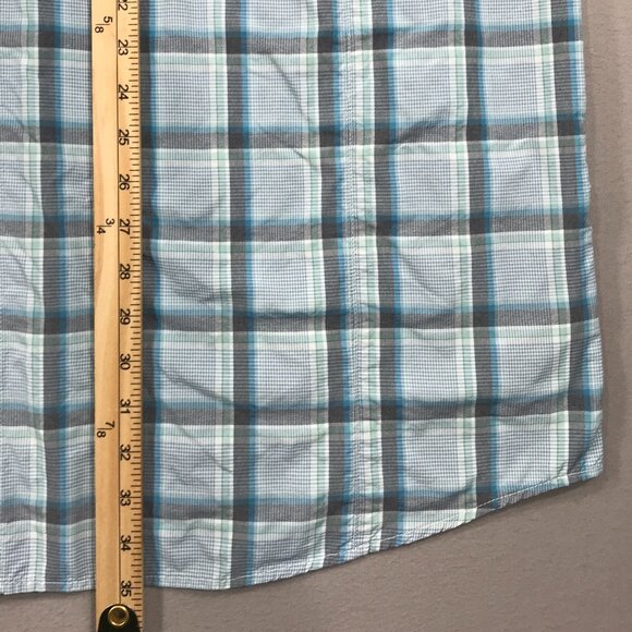 Columbia Shirt Men's 3XT Blue Plaid Omni-Shade PFG Button Down Roll Tab Sleeve - Picture 15 of 16